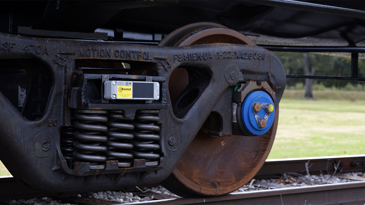 Amsted Digital Solutions IQ Series gateway mounted on a railcar truck. (Amsted Digital Solutions Photograph)
