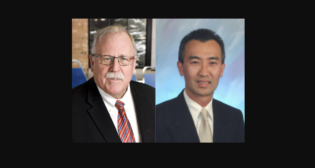 Pictured (left to right): The late David Brian McLaughlin, American Seating, and John Hong, HNTB. (Photographs from American Seating and HNTB, respectively)