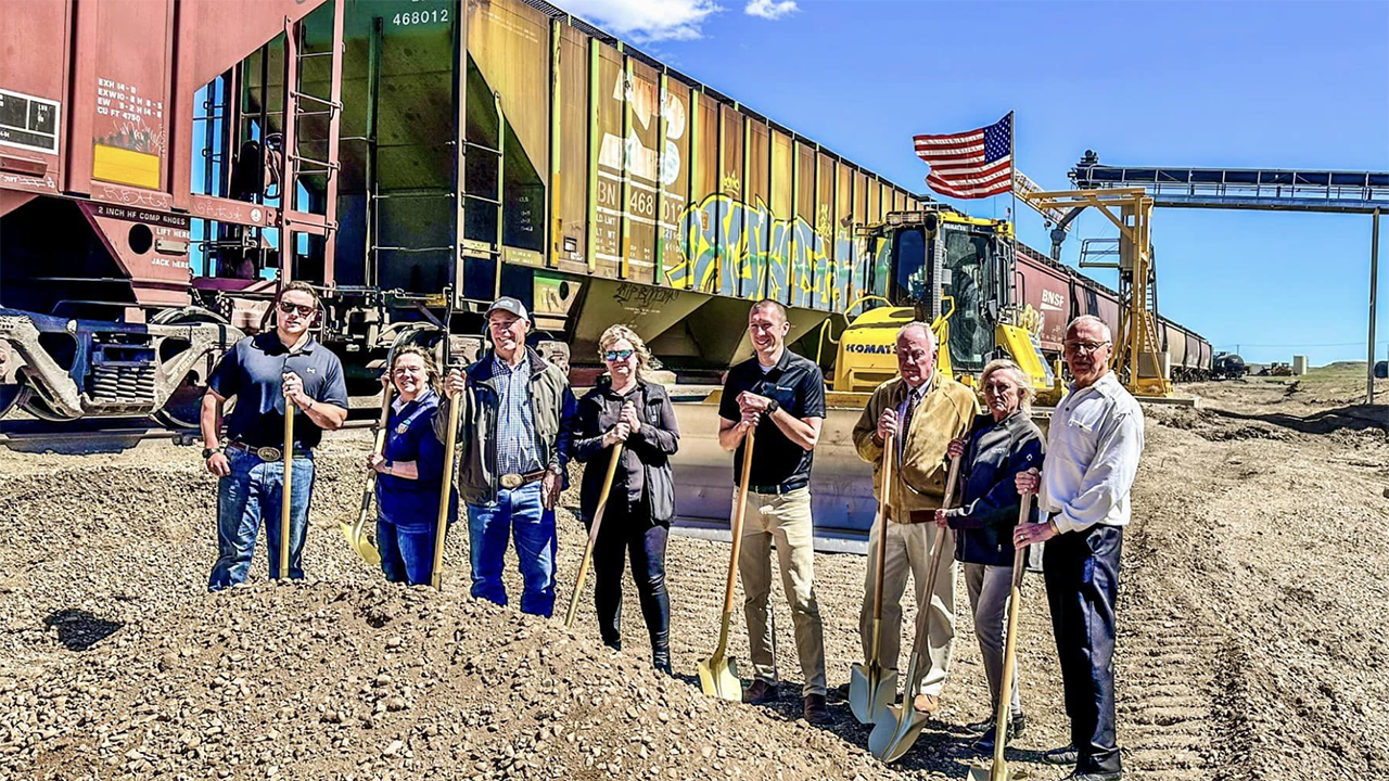 “Thanks to Governor Greg Gianforte and Montana Department of Agriculture for joining Ardent Mills, Calumet Montana Refining, Bridge Agri Partners and about 30 community members for the groundbreaking of another rail expansion project,” the BNSF-served Port of Northern Montana reported via Facebook. (Port of Northern Montana Photograph)